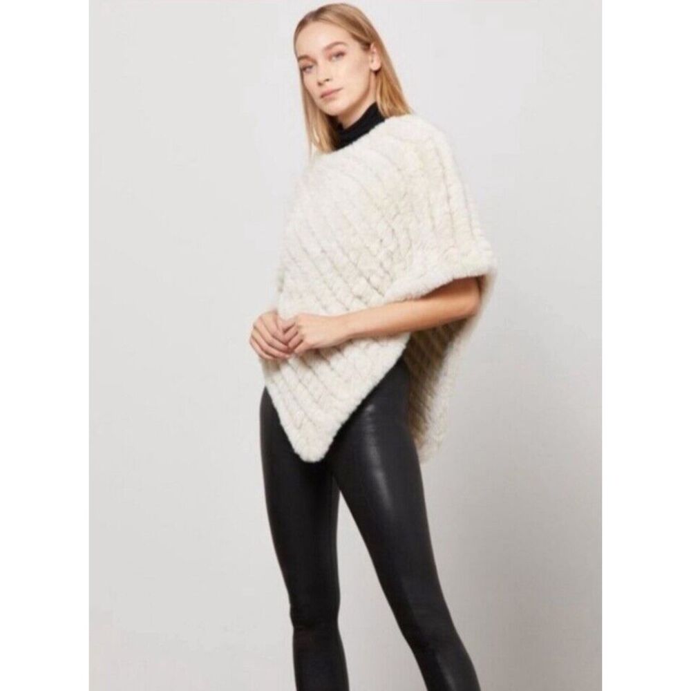 BCBGMAXAZARIA Poncho Style Faux Fur Jacket Cream Ivory Color‎ Women's Size XL - Picture 7 of 15